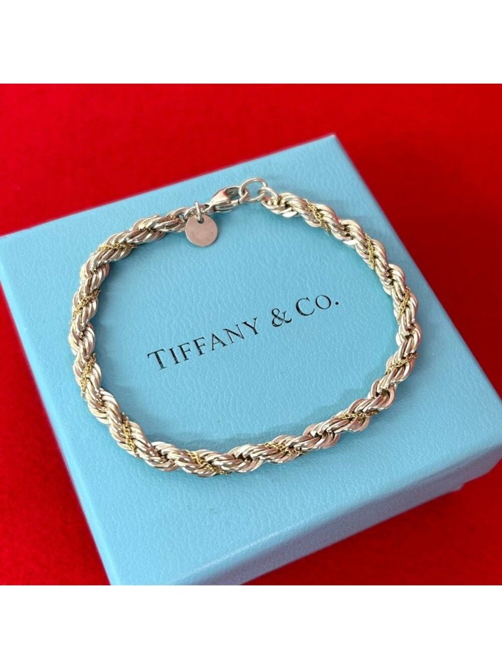 Tiffany & Co Twisted Rope Bracelet Silver Yellow Gold
